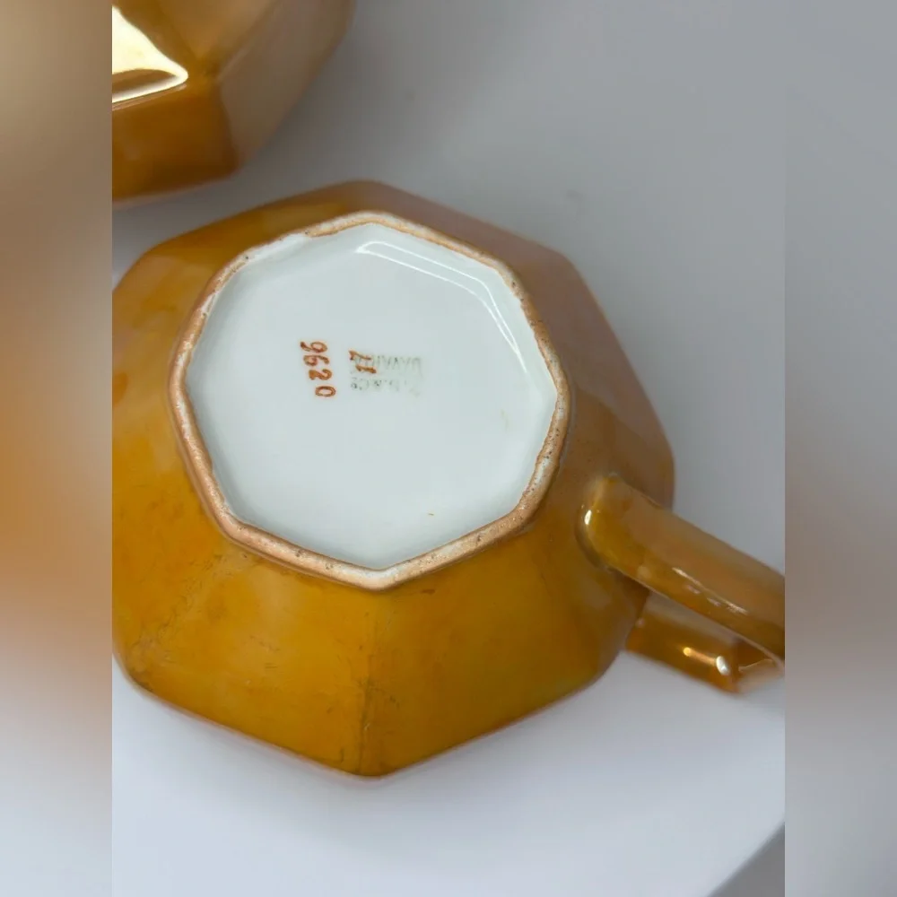 Vintage Orange/ Peach Lusterware Z. S & CO BAVARIA Cream Pitcher and Sugar Bowl